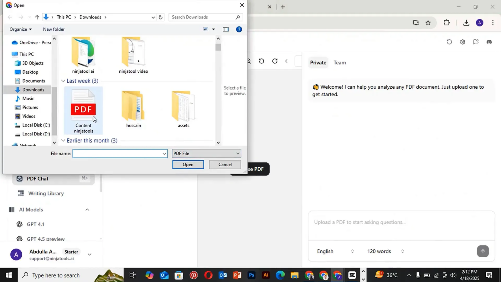 Productivity tools including PDF editing and code generator
