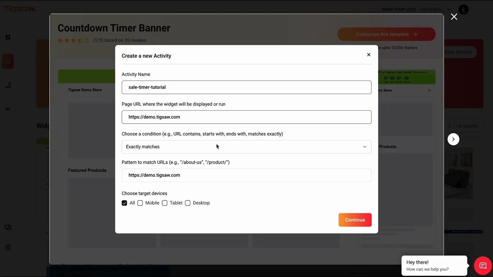 Tigsaw A/B testing and URL-based targeting options