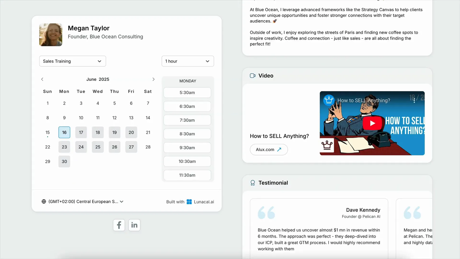 Integration options including Google Calendar, Zoom, and Zapier