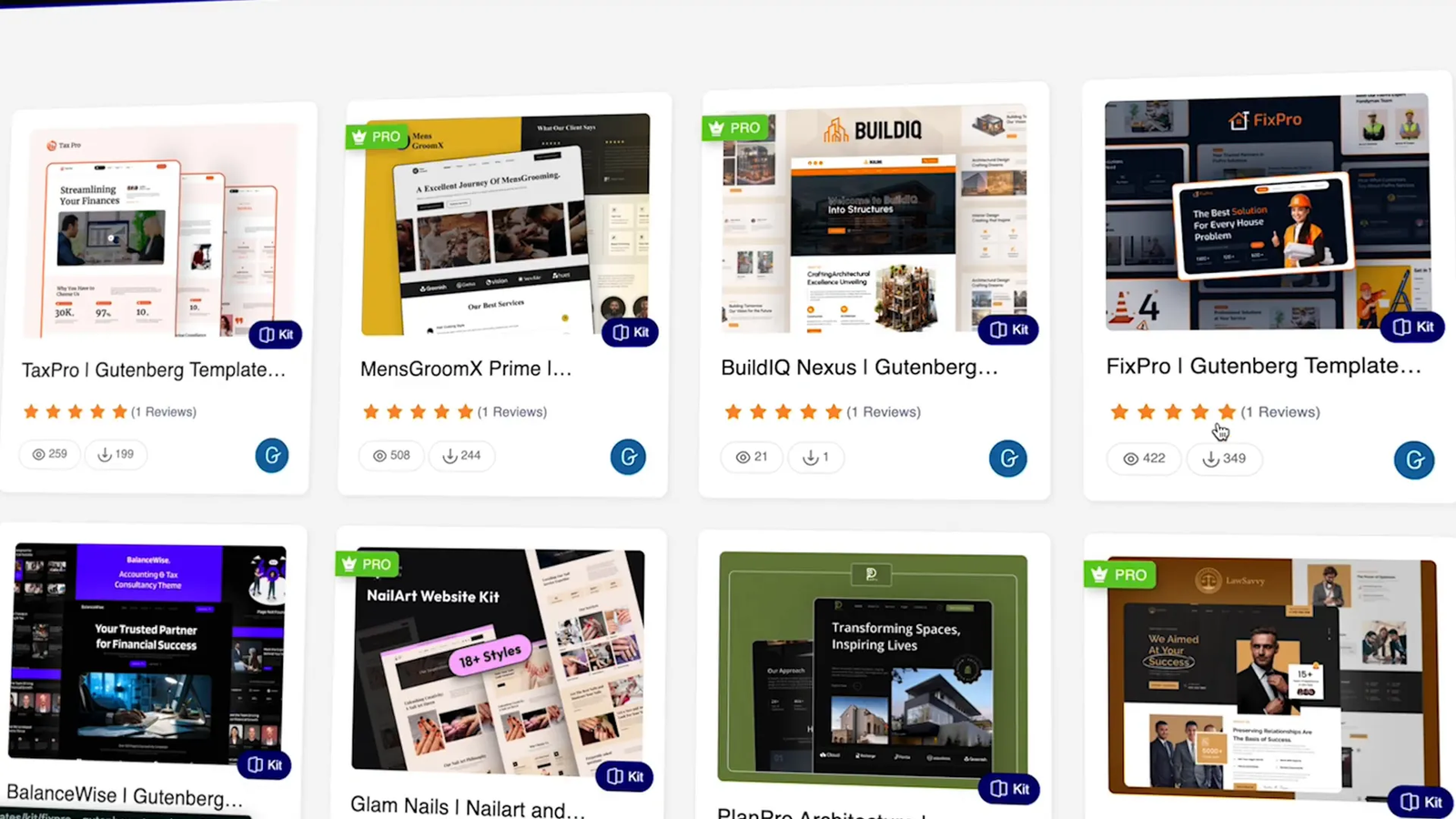 Nexter template library showcasing responsive website designs