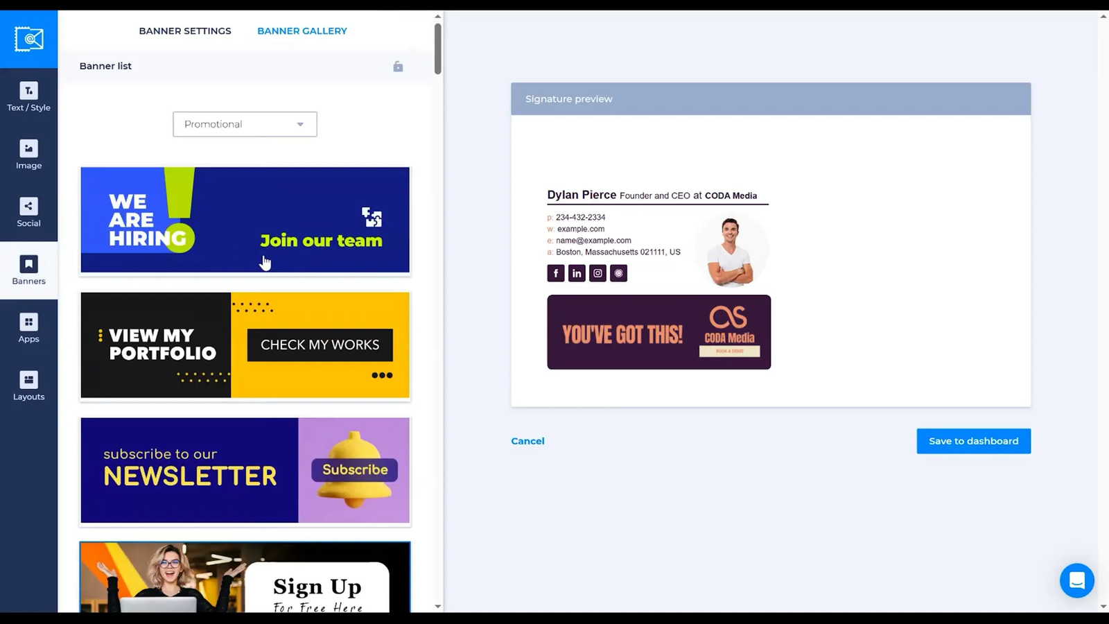 Adding clickable marketing banners to email signatures