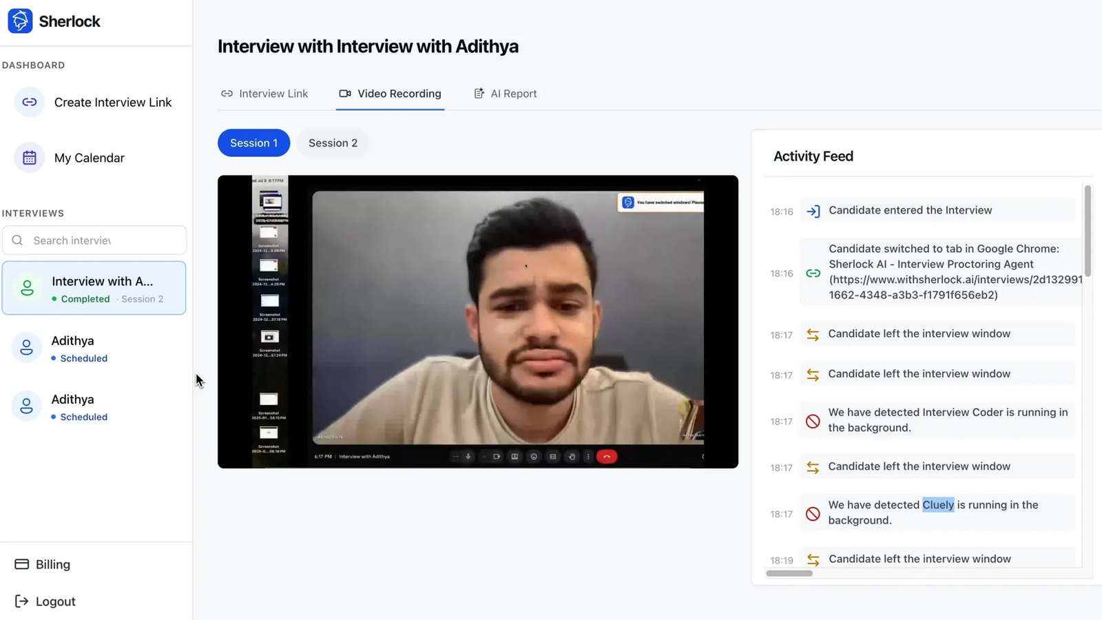 Detection of hidden AI tools during remote interviews