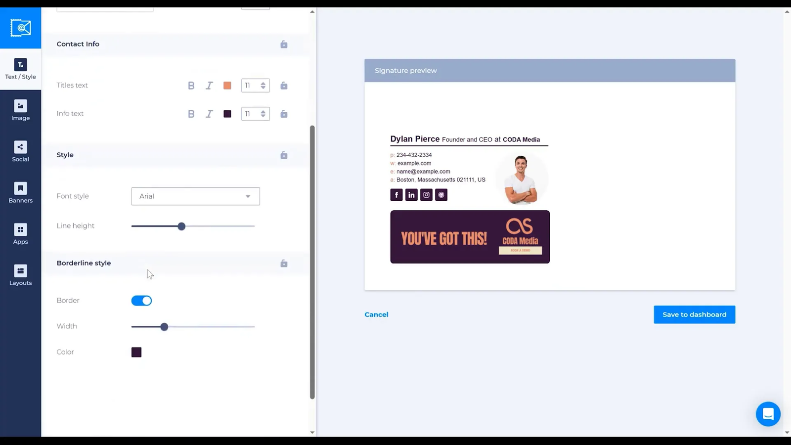 Creating a signature master template in Newoldstamp