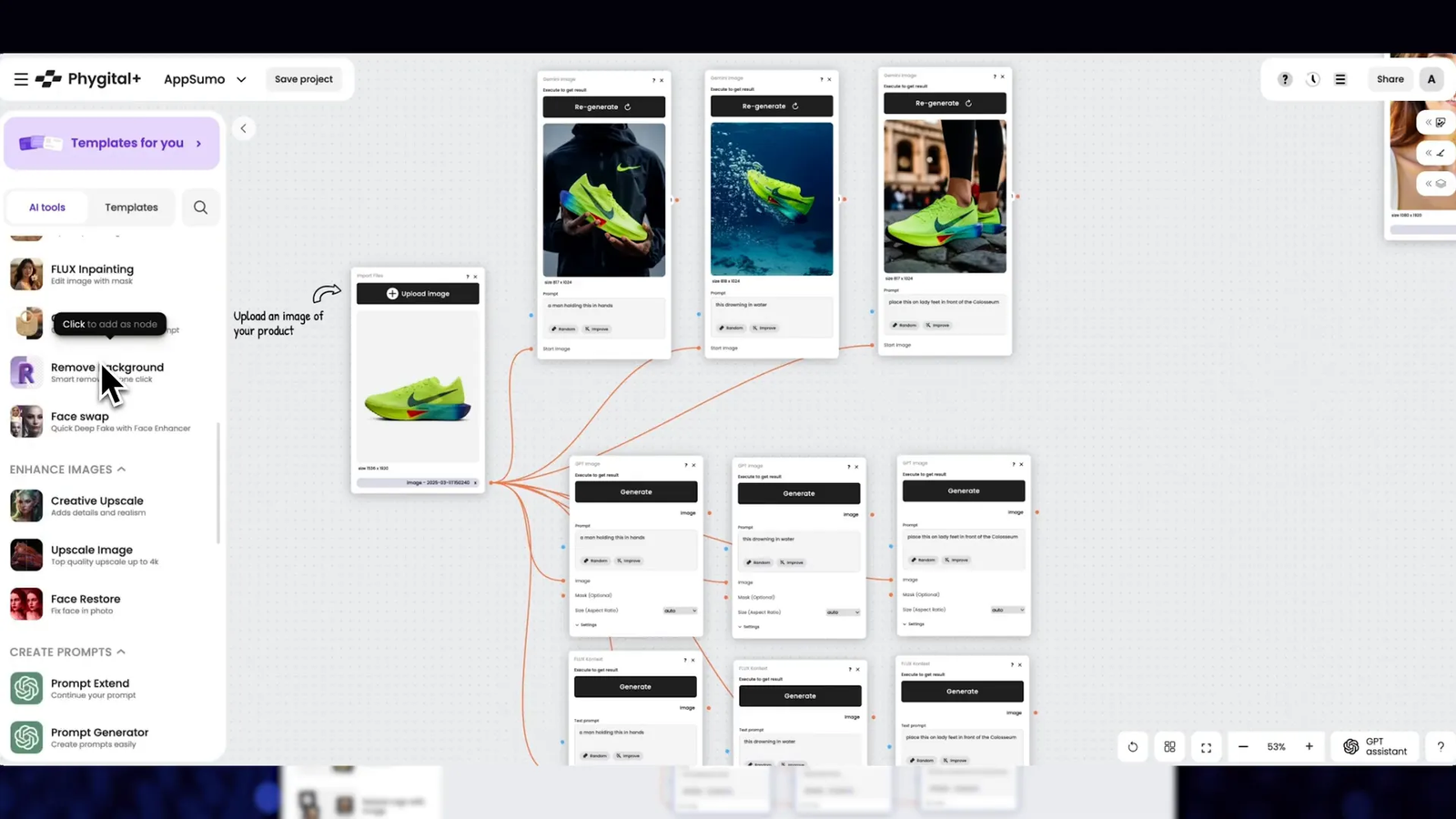 Phygital+ image generation and editing tools interface