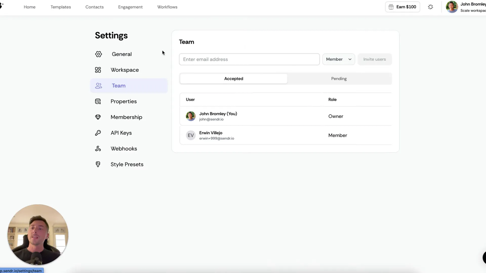 Team invites settings and invite flow